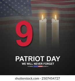 09.11.2001 American Patriot Day Banner. Wir werden es nie vergessen. EPS10-Vektor