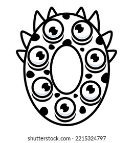 0.Funny Monsters Colorful Numbers, Cute Fantasy Aliens in the Shape of Numerals. Cartoon numbers from 0 to 9 icons are made in the form of human figures with big eyes and face. Arabic numerals. Vector