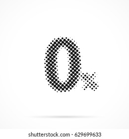 0PERCENT - Zero Percent in halftone. Dotted illustration isolated on a white background.
Vector illustration.
