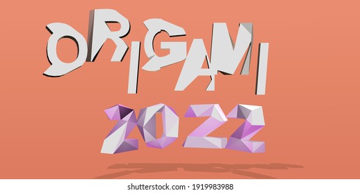 0RIGAMI escribiendo en un estilo 3dimensional y 2022 en un estilo de papel plegable. Fácil de editar y personalizar. vector.