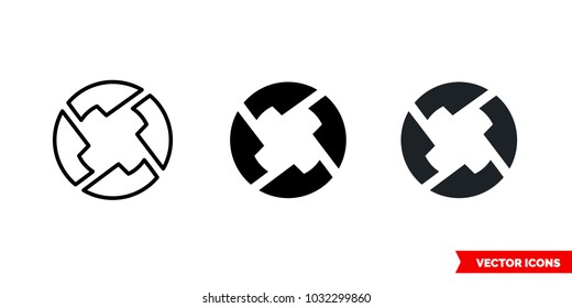 0x cryptocurrency icon of 3 types: color, black and white, outline. Isolated vector sign symbol.