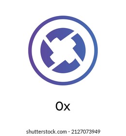 0x Cryptocurrency token icon. ZRX token symbol. Cryptocurrency vector icon. Flat Vector illustration - Vector