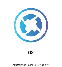 0x Cryptocurrency token icon. ZRX token symbol. Cryptocurrency vector icon. Flat Vector illustration - Vector