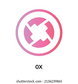 0x Cryptocurrency token icon. ZRX token symbol. Cryptocurrency vector icon. Flat Vector illustration - Vector