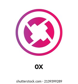 0x Cryptocurrency token icon. ZRX token symbol. Cryptocurrency vector icon. Flat Vector illustration - Vector
