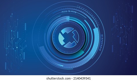 0x (ZRX) cadena de bloques cripto moneda cifrado digital, intercambio virtual de dinero. Modelo de diseño de banner y fondo de ilustración de vector de red global de tecnología. Futurista negociación web