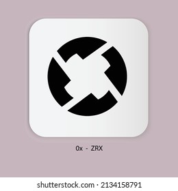 0X ZRX token, digital payment system blockchain concept. Cryptocurrency logo isolated on white background. Vector illustration