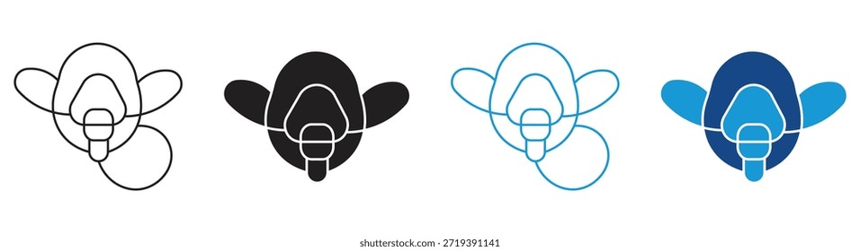  0xygen mask icon Set Multiple Style Collection. Vector illustration.