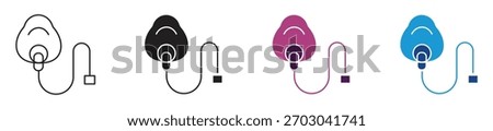0xygen mask icon set, vector illustration.
