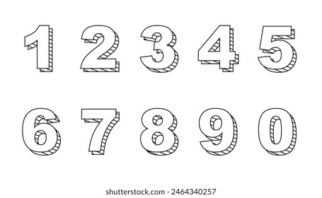 1 to 10 3d number vector icon isolated on white background, 3d mathematical number and symbols