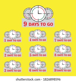 1 to 10 days to go counter stamps
