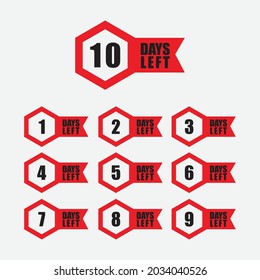 1 to 10 Number days left countdown vector illustration template