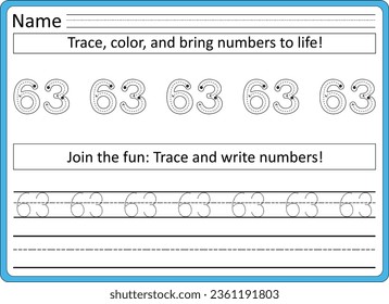1 to 100 Number  Tracing worksheet 