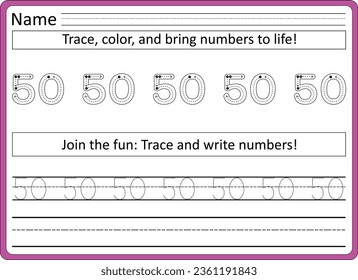 1 to 100 Number  Tracing worksheet 