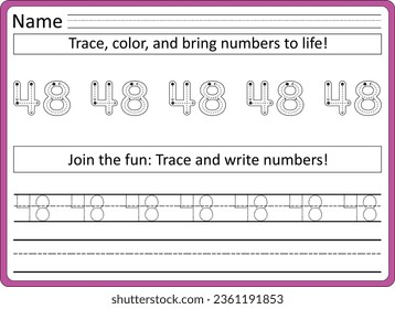 1 to 100 Number  Tracing worksheet 