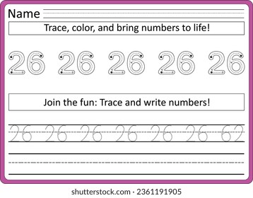 1 to 100 Number  Tracing worksheet 