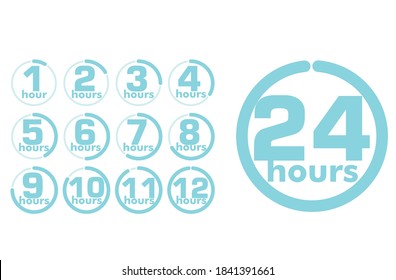 1 to 12 hours sign. vector
