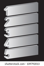 1, 2, 3, 4, 5 - progress icons for five steps