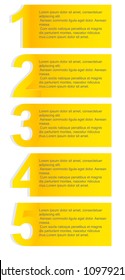 1, 2, 3, 4, 5 - progress icons for five steps