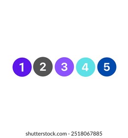 1, 2, 3, 4, 5 numbers vector design isolated in white background