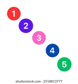 1, 2, 3, 4, 5 numbers vector design isolated in white background