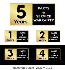 1 2 3 4 5 Years Warranty Vector Gold Gradient Electronics