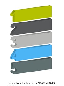 1, 2, 3, 4, 5 - progress icons for five steps