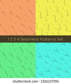 1 2 3 4 number seamless patterns set. Numbers colorful vector illustration. Vector EPS8