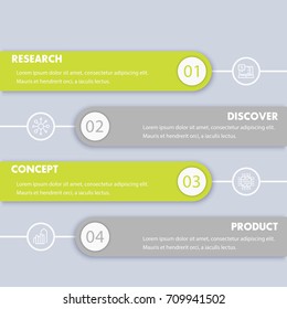 1, 2, 3, 4 steps, timeline, product development infographics