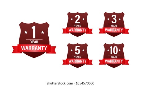 1, 2, 3, 5, 10 Year warranty. Support service icon. Vector stock illustration.