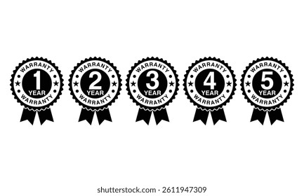 1, 2, 3, 5 year warranty logo vector set template
