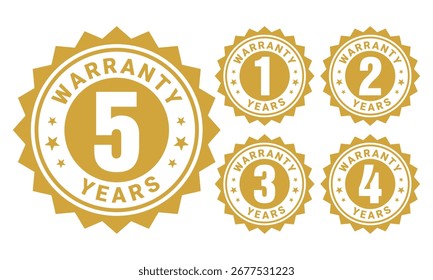 1 2 3 5 anos de garantia logotipo com modelo de vetor escudo dourado
