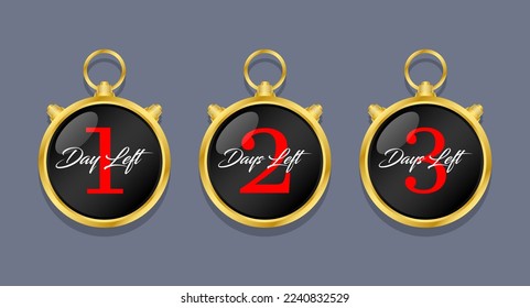 1, 2, 3 Days Left. Vector Futuristic Numbers. Sale Countdown Timer
