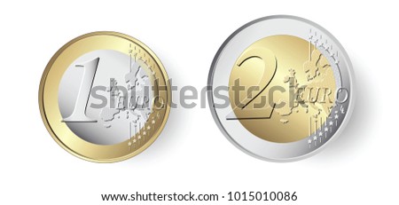 1 and 2 Euro coins stock illustration