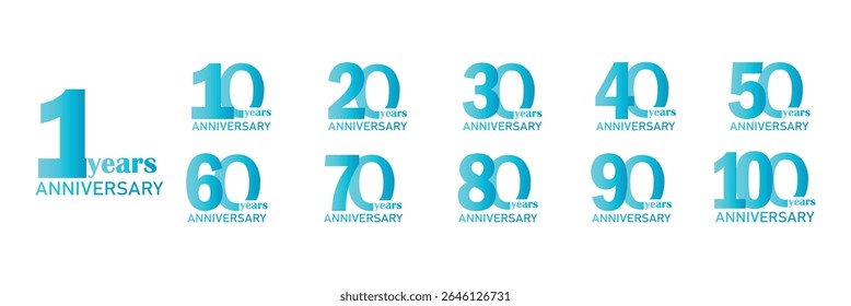 1, 20 30 to 100 Years Anniversary celebration illustration template design.