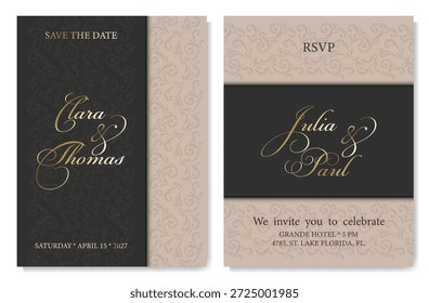 
1 290
teclado
Una exquisita invitación de estilo vintage te sumerge en el ambiente de la antigüedad sofisticada: los cálidos tonos beige-marrón crean una sensación de confort y nobleza, y los delicados Elementos dorados añaden solemnidad y lujo. El diseño muestra los rasgos característicos de la estética retro: adornos elegantes y Fuentes ornamentadas que parecen salidas de grabados antiguos. Tal invitación no solo informa sobre el evento, sino que se convierte en una Obra de arte en miniatura que Conjuntos el tono de toda la celebración.
