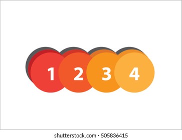 1 to 4 circles in colors