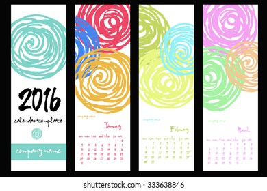 1 of 4 files. January, February, March. Monthly Calendar. Vector Design Print Template. Week Starts Sunday