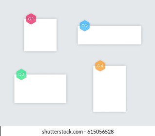 1 to 4 Simple White Vector Text Boxes With Hexagons