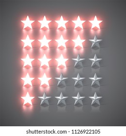 1 to 5 star rating set, vector illustration