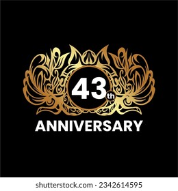 1 to 60th anniversary birthday logotype and gold ornament. Golden anniversary emblem design for booklet, leaflet, magazine, brochure poster, invitation or greeting card. Vector illustration.