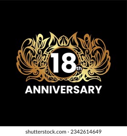 1 to 60th anniversary birthday logotype and gold ornament. Golden anniversary emblem design for booklet, leaflet, magazine, brochure poster, invitation or greeting card. Vector illustration.
