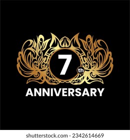 1 to 60th anniversary birthday logotype and gold ornament. Golden anniversary emblem design for booklet, leaflet, magazine, brochure poster, invitation or greeting card. Vector illustration.
