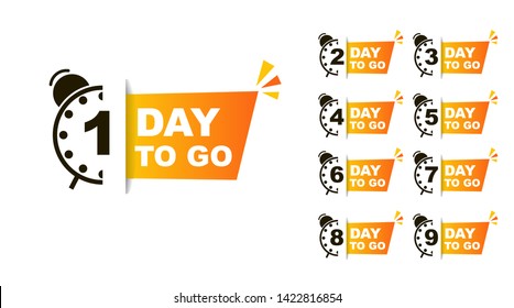 1 to 9 day to go. Vector stock illustration