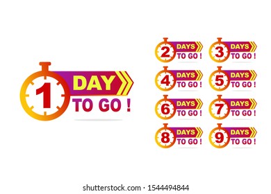 1 to 9 days to go. 	
Sale countdown badges.vector  stock illustration.sale vector