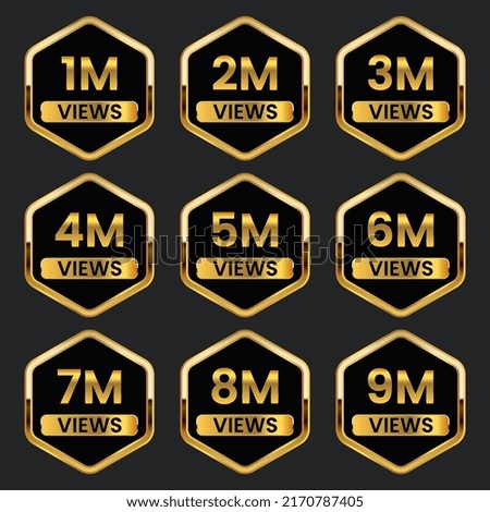 1 to 9 million views celebration thumbnail design vector, million Views vector post, 1 million plus views