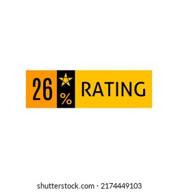 1 to 99%, Illustration of proportion sign, with mixed composition of black, orange and yellow, sticker label vector to judge comparison rating.