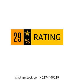 1 to 99%, Illustration of proportion sign, with mixed composition of black, orange and yellow, sticker label vector to judge comparison rating.