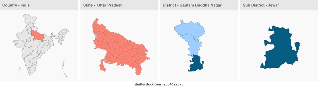 1 AAAA map, Gautam Buddha Nagar Buddha Nagar District, Uttar Pradesh State, Republic of India, Government of  Uttar Pradesh, Indian territory, Eastern India, politics, village, tourism