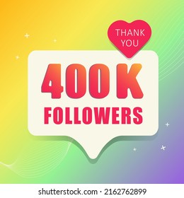 1 adorable banner 400 K followers. Thank you. Banner, button, poster for social media. Vector illustration.